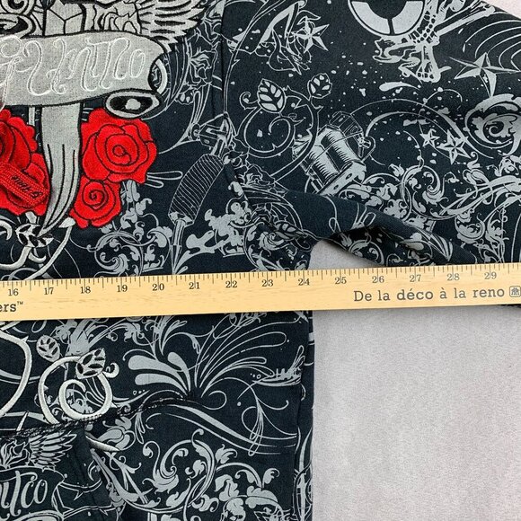 G-Unit Mens Sweater XL Black Red Hoodie Full Zip Embroidered Tattoo Rose Y2K Rap - Picture 10 of 13